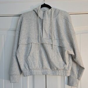 Yogalicious Scuba Venice Half Zip Hoodie Heather Gray Cropped Pullover Small